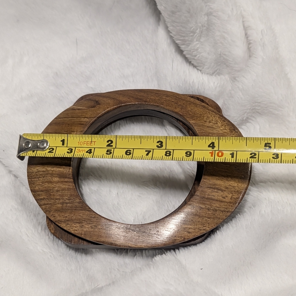Earthy Boho Mid Century Style Stackable Wooden Bangle Bracelet Trio - Picture 4 of 5